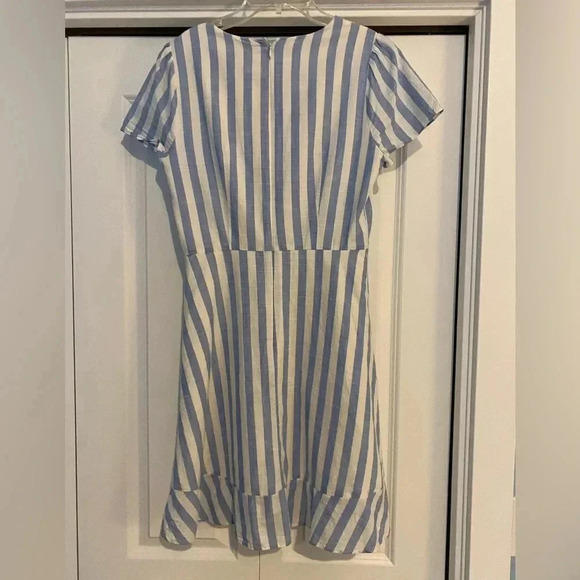 J. Crew | Blue / White Striped Faux Wrap Dress - Picture 4 of 11